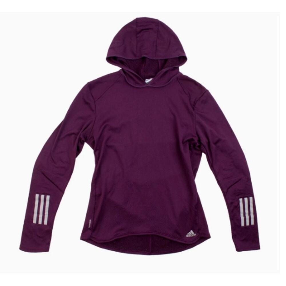 adidas Pullover Hooded Sweatshirt Stretch Womens Size Small Purple Athleisure